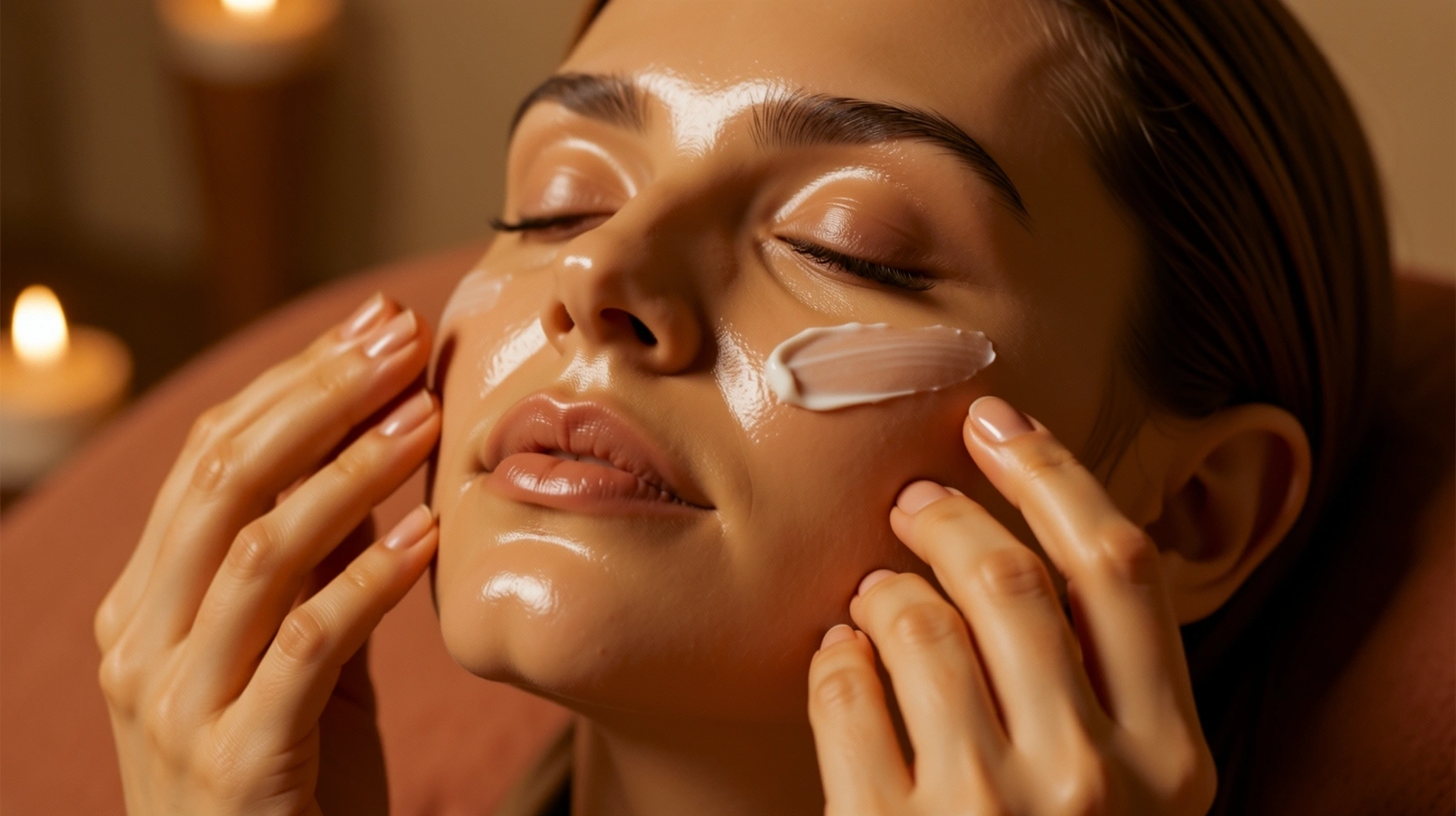 Radiant, rejuvenated skin texture in warm light